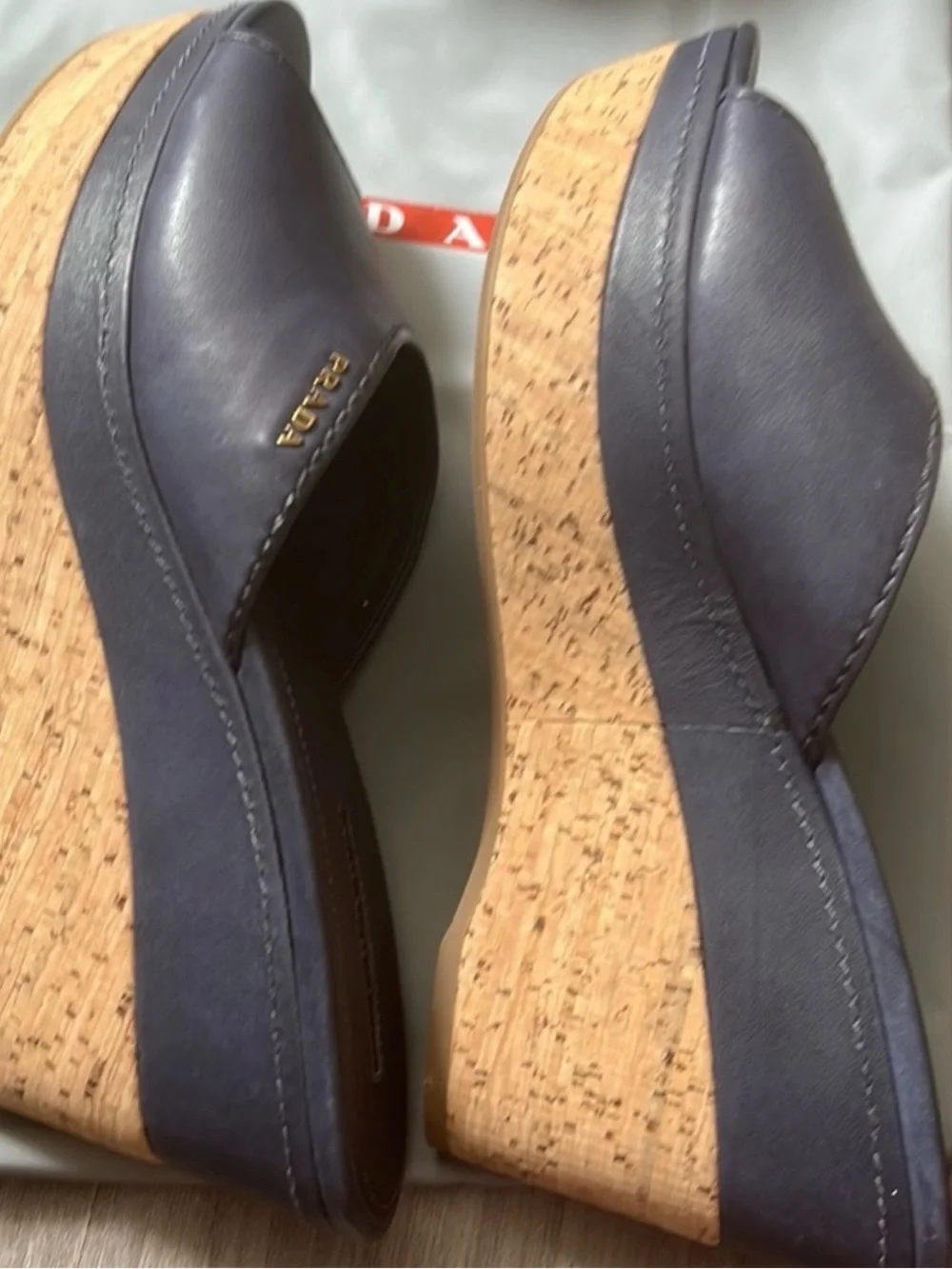 Prada Slate Gray Open-Toe Platform Slides EU41 US10.5-10